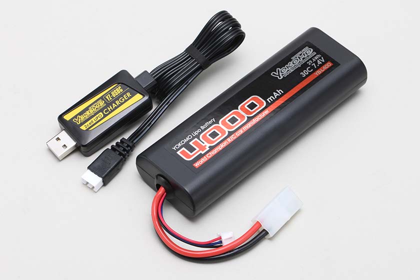 ヨコモ YZ-UCL400　LiPoバッテリー 7.4V 4000mAh USB充電器セット TYPE-A