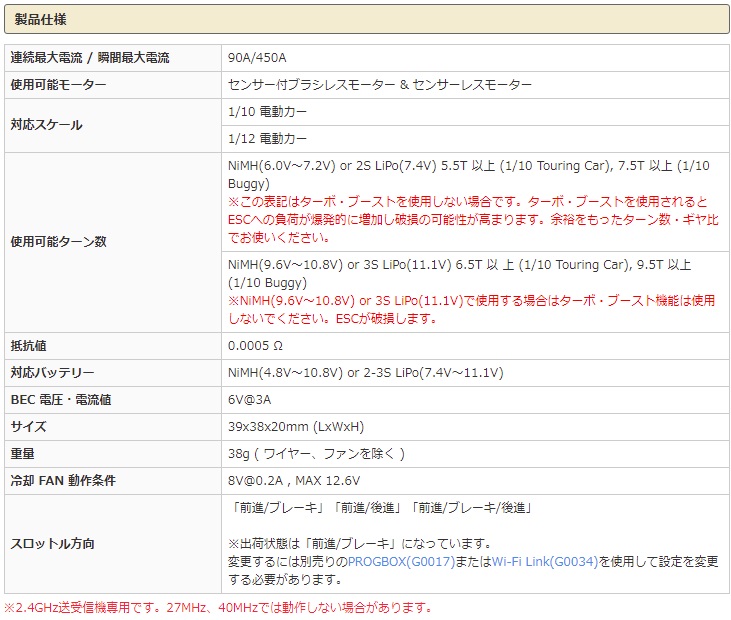 Gフォース G0391 BLC90 ブラシレス用スピードコントローラー
