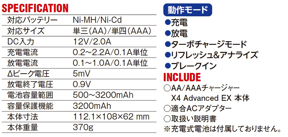ハイテック 44308-B 単三/単四充電器 X4アドバンスEX