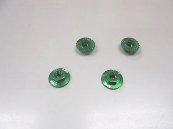 AMR　AMR-025GR　M4大径アルミフランジナット（グリーン/セレート付/4pcs）