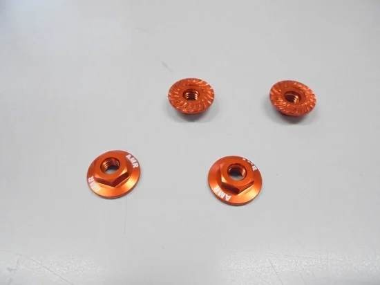 AMR　AMR-025OR　M4大径アルミフランジナット（オレンジ/セレート付/4pcs）