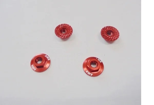 AMR　AMR-025R　M4大径アルミフランジナット（レッド/セレート付/4pcs）
