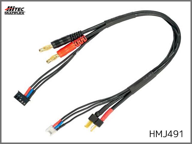 ハイテック　HMJ491　　バナナ⇒ディーンズコネクター 充電ケーブル タミヤLi-Feバランスコード一体型