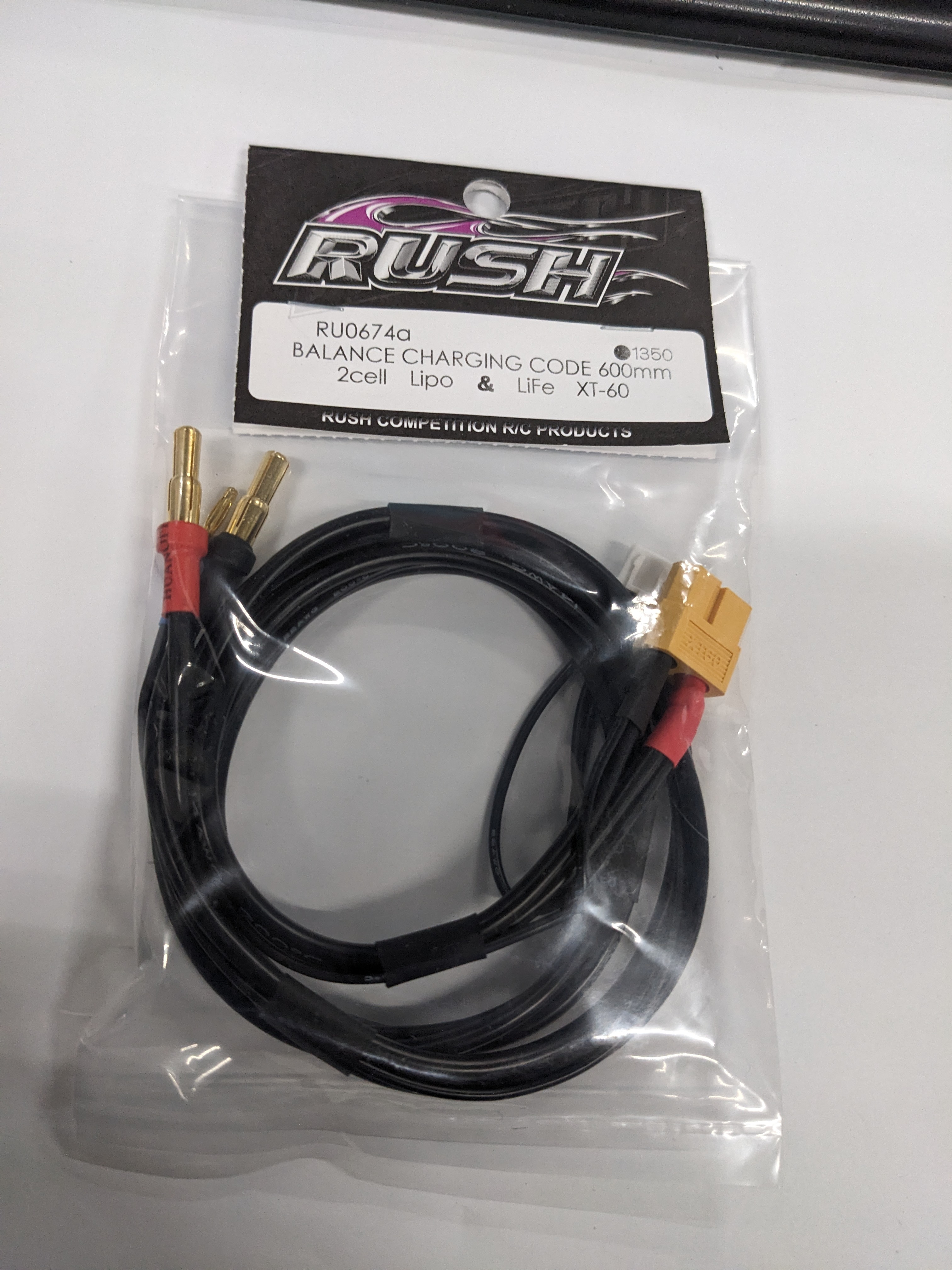 RUSH　RU0674a　BALANCE CHARGING SODE 600mm 2cell Lipo&Life XT-60