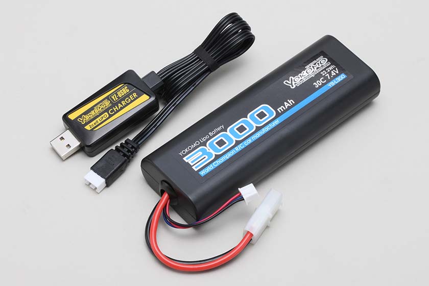 ヨコモ YZ-UCL300 LiPoバッテリー 7.4V 3000mAh USB充電器セット TYPE ...