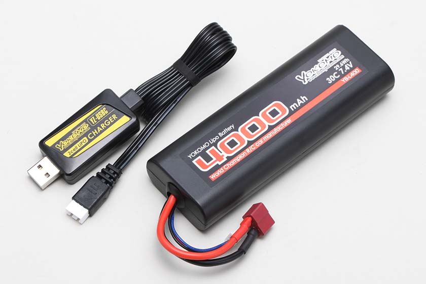 ヨコモ YZ-UCL400T LiPoバッテリー 7.4V 4000mAh T型プラグ仕様 USB ...