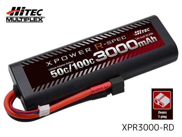 ハイテック　XPR3000-RD　　Li-Po 7.4V 3000mAh 50C/100C T型 ディーンズコネクター